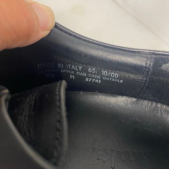 Men's Clarks Made In Italy Leather Black Dress Shoes Buckle Square Toe Size 10.5 - Picture 2 of 16
